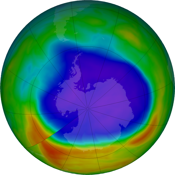 Antarctic ozone map for 23 September 2018